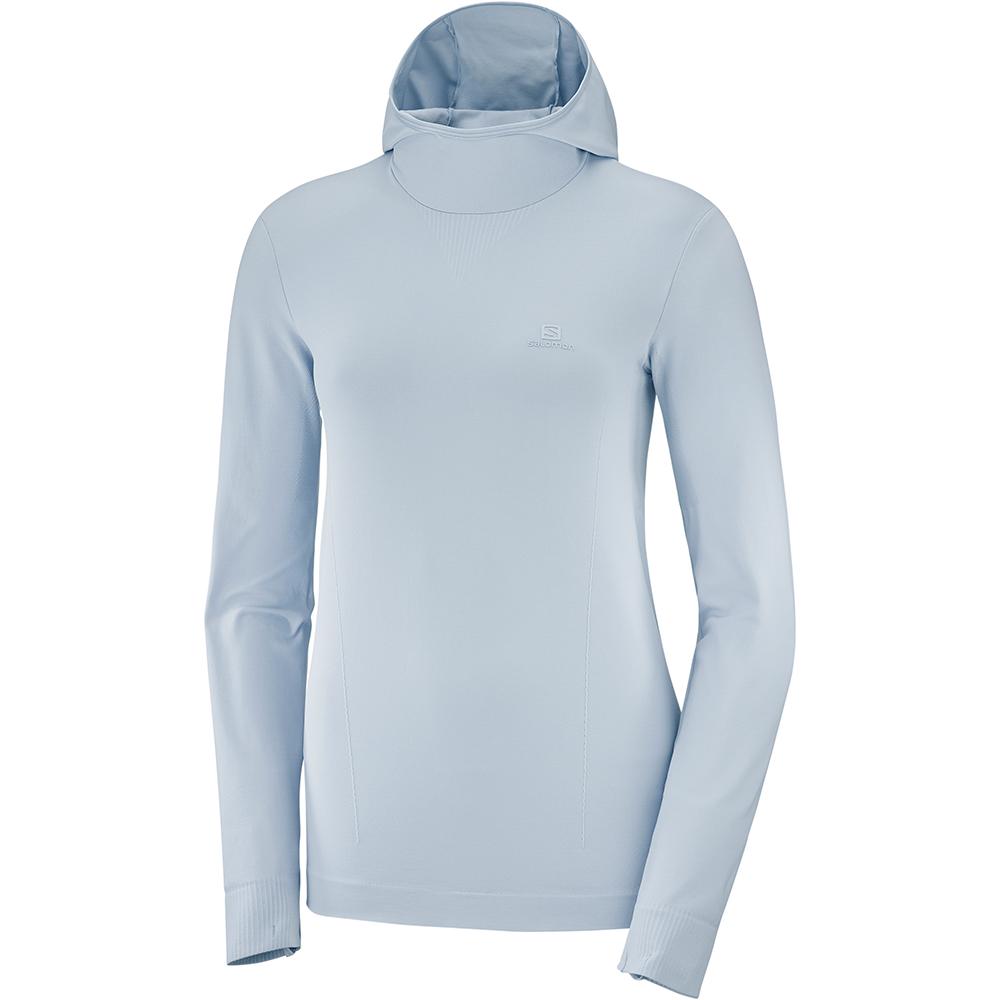 Sweatshirt À Capuche Salomon Femme Bleu - Salomon COMET SEAMLESS W - France (7698-IJQTK)